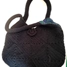 Black Handmade Crocheted Tote Bag