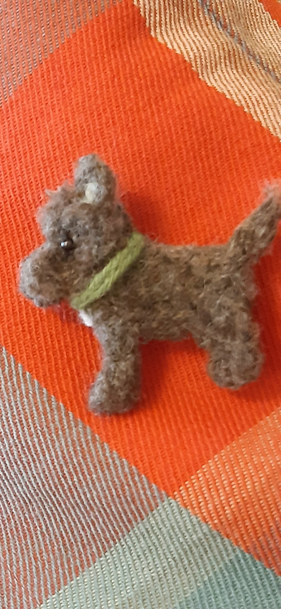 Chocolate coloured terrier Dog brooch small and cute