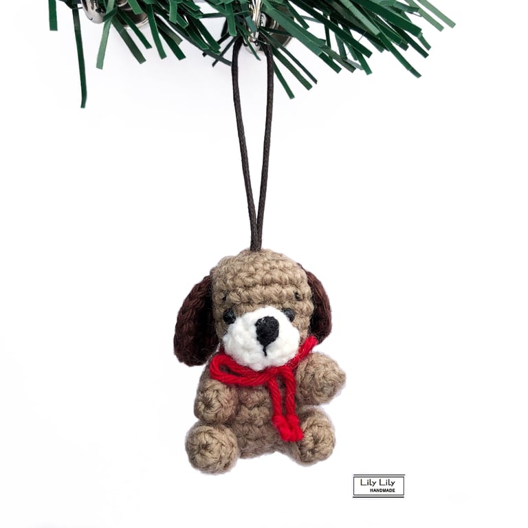 Puppy Dog (Brown) Hanging decoration handmade by Lily Lily Handmade