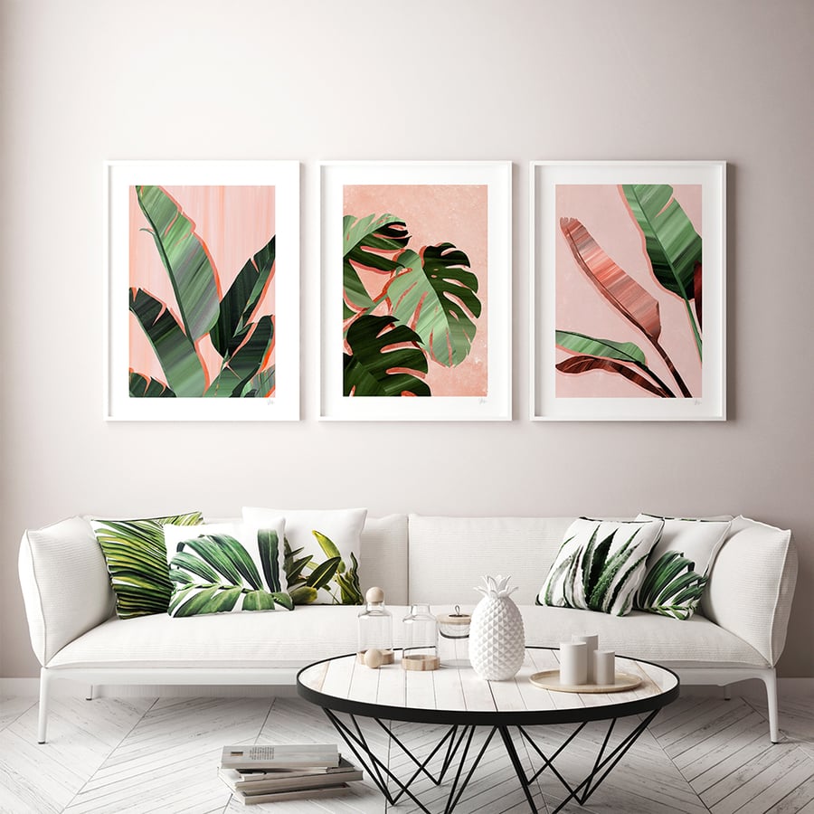 Tropical Leaf Print Set of 3 Prints