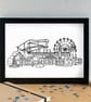 Skegness Landmarks Skyline Art Print - Image 3