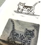 Tabby Cat hand printed linocut print - Image 2