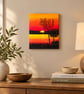 Original Sunset Canvas Painting - Golden Hour Reflections - Image 2