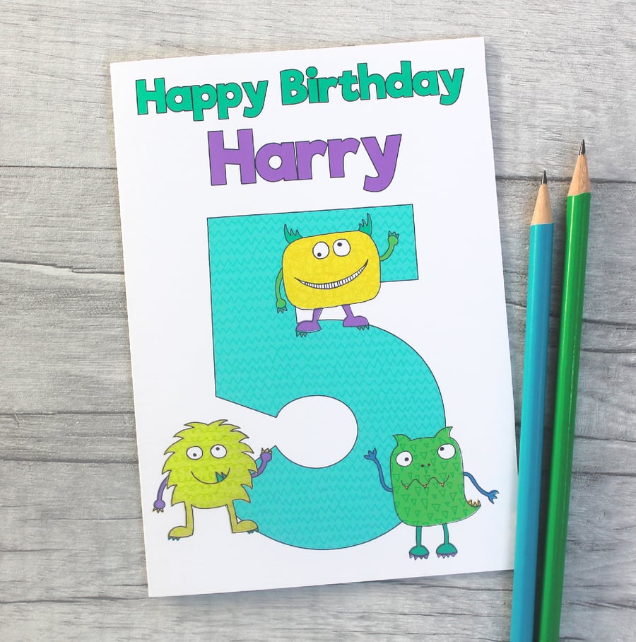 Monster 1st, 2nd, 3rd, 4th, 5th, 6th, 7th Birthday Card 
