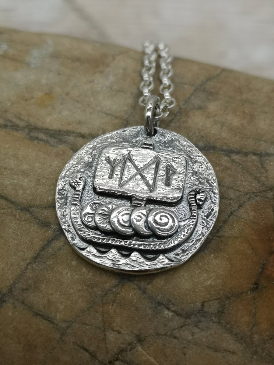 Viking Ship Coin Pendant (RESERVED THANK YOU)