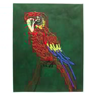 Scarlet Macaw Drip Painting - abstract acrylic bird art - Perfectly Imperfect