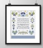 308 - Blueberry Cottage Cross Stitch Pattern Quaker Alphabet Sampler (PDF Chart) - Image 3