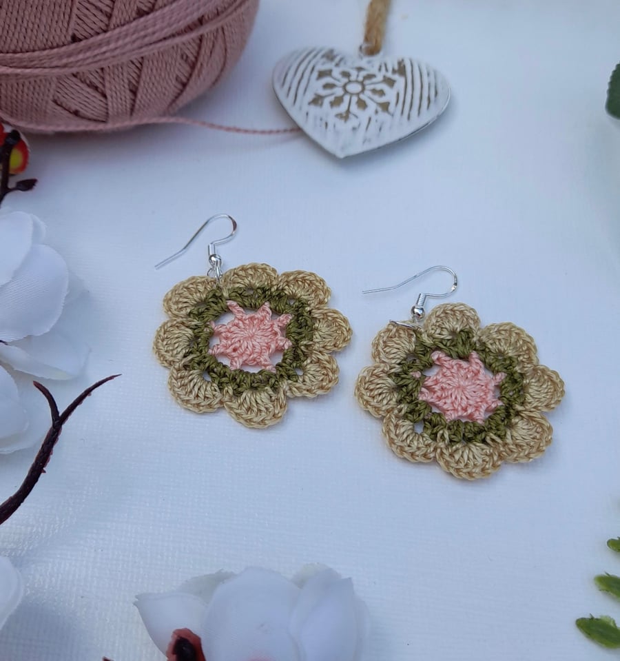 Crochet earrings , handmade earrings, boho earrings