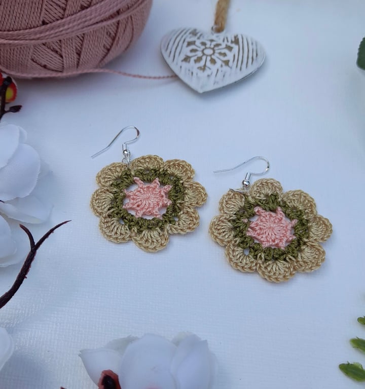 Crochet earrings , handmade earrings, boho earrings
