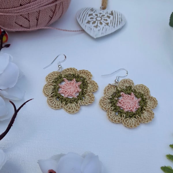 Crochet earrings , handmade earrings, boho earrings
