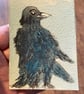 ACEO Original Watercolour, Raven, 3.5 x 2.5'', Trading Card Size