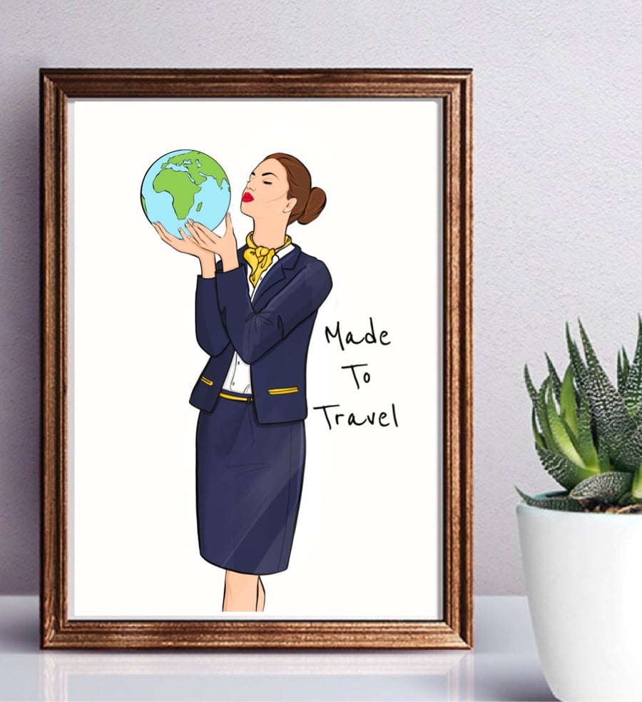 Ryanair Cabin Crew Flight Attendant Travel Print