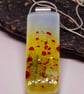 Handmade Fused Glass Pendant Necklace Poppy-field (B) - Image 1
