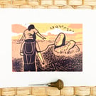 Stiperstones print, Lino print, Shropshire landscape, A3 print, unframed print