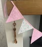 Handmade Fabric Bunting 8 Flags in Pastel Pink Florals Design - Image 5