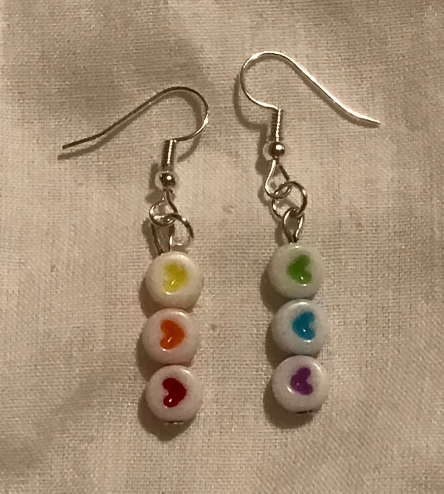 Rainbow heart earrings