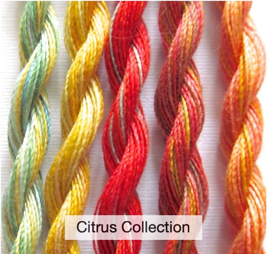 Fine Perle 16 Variegated Embroidery Thread - Citrus