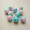 10 Pink and Blue Marble Glass Round Beads