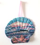 Pastel seascape handpainted shell wall decoration.   - Image 2