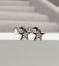 Sterling silver tiny star engraved set diamond star stud earrings - Image 2