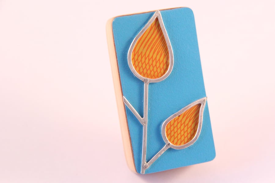 Formica Leaf Brooch Orange