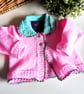 Baby Girl's Hand Knitted Cardigan, Dress & Booties with Merino wool 0-6 mths - Image 2