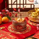 "Auspicious Gold Ingot & Red Crystal-like" Handmade Lunar New Year Candle