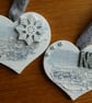 Pair of Hanging Heart Christmas Decorations - Blue - Image 9