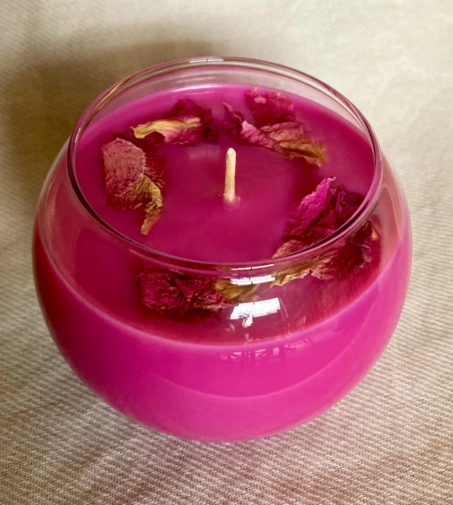 Peony Scented 100% Organic Pink Soy Wax Bowl Candle