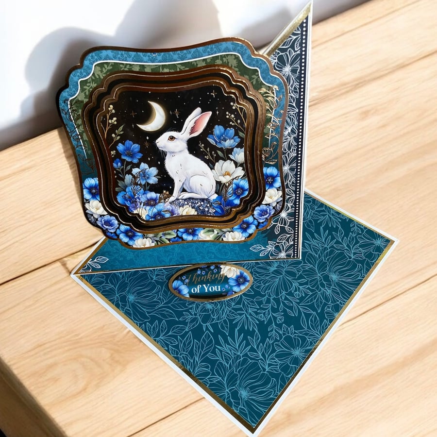 Thinking of You Twisted Easel Card – “Rabbit Gazing at the Moon” 