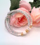 Diamond Tube and Lava Bead Double Strand Memory Wire Cuff Bracelets, Cuff Bangle - Image 2