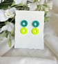 Teal and Neon Yellow Earrings - Acrylic Double Hoop