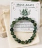 GREEN MOSS AGATE Bracelet & Crystal Meaning Card - Handmade Stretch Jewellery