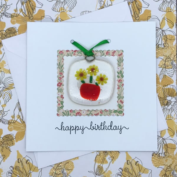Birthday Card with fused glass decoration 