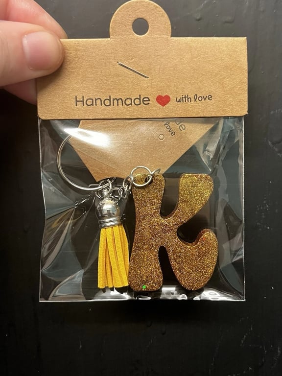 Resin Initial Keyring - K
