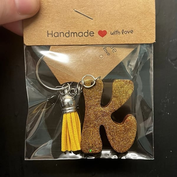 Resin Initial Keyring - K