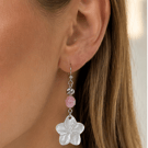 Hawaii inspired shell hibiscus pink stone earrings 