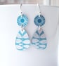 Mid century style blue drop earrings