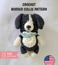 Border Collie Crochet Pattern PDF - Amigurumi Dog Bag Charm