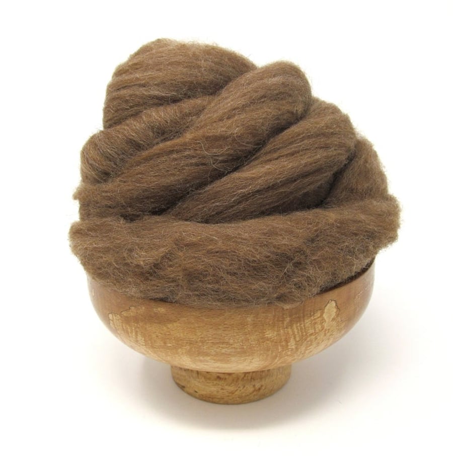 Shetland Moorit Combed Wool Top Natural Coloured Fibre 100g