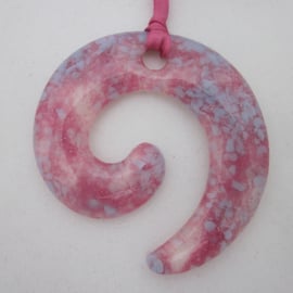 Handmade cast glass pendant - Perfect pastel swirl