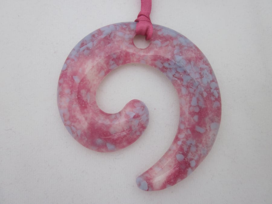 Handmade cast glass pendant - Perfect pastel swirl