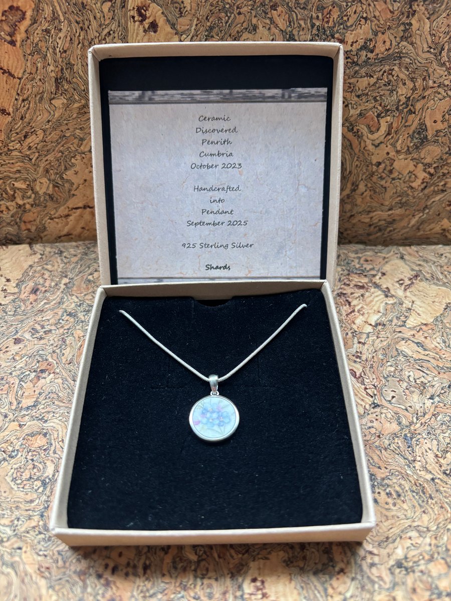 Handmade Necklace, Unique, Eco Friendly, Sterling Silver, Forget me not.