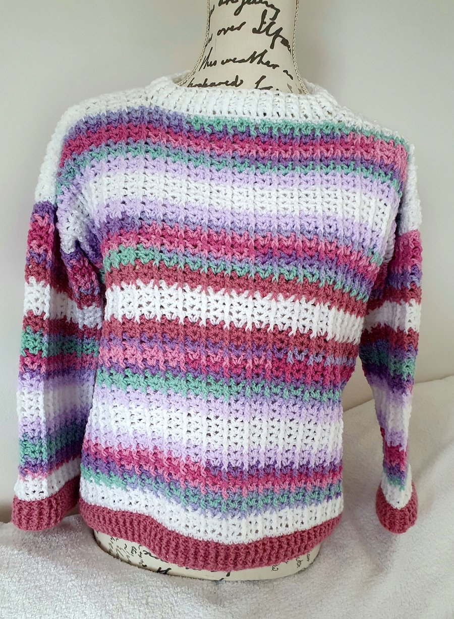 Striped crochet jumper. 