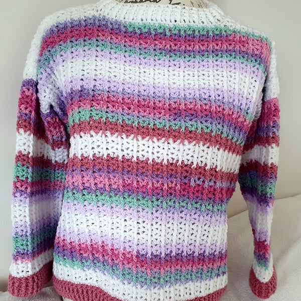 Striped crochet jumper. 