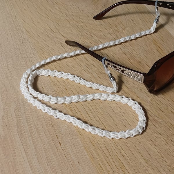 White handmade glasses chain, crochet sunglasses cord; gift idea