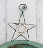 Green Wire Star Decoration with a Copper Centre