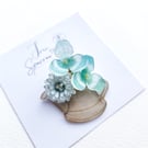 Hand-painted Floral with Clover Brooch