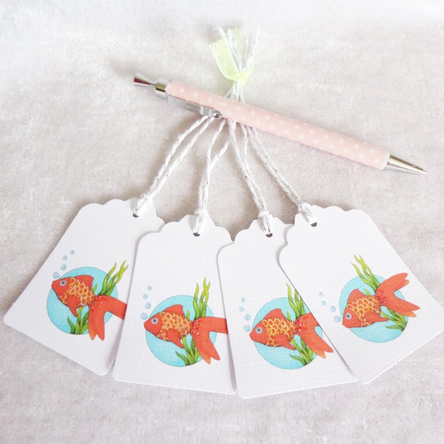 Goldfish Gift Tags - set of 4 tags