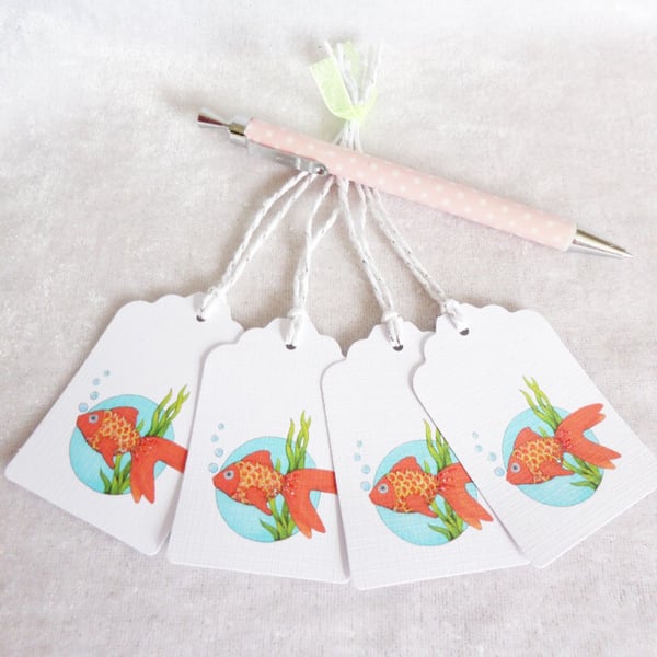 Goldfish Gift Tags - set of 4 tags